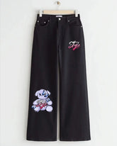 BLACK STYLE BEAR WIDE LEG JEANS - THE VOGUE APPARELS